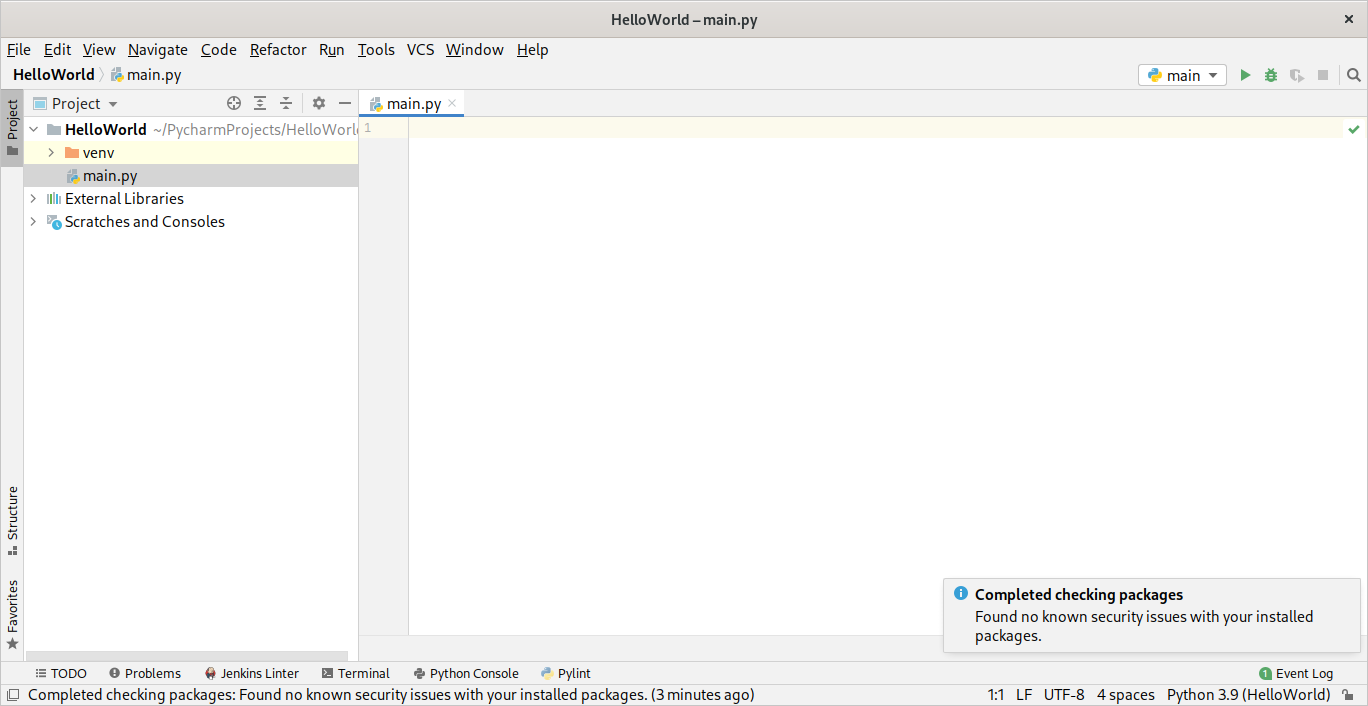 PyCharm – Empty main.py